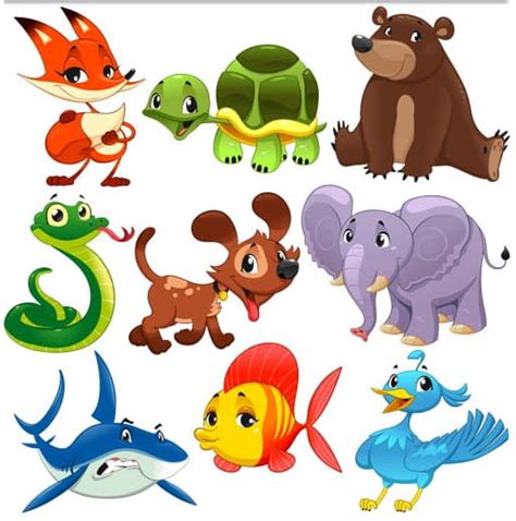 Cartoon Animals Graphic Set Vector Uidownload