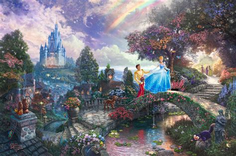 Thomas Kinkades Disney Paintings Cinderella Walt Disney Characters
