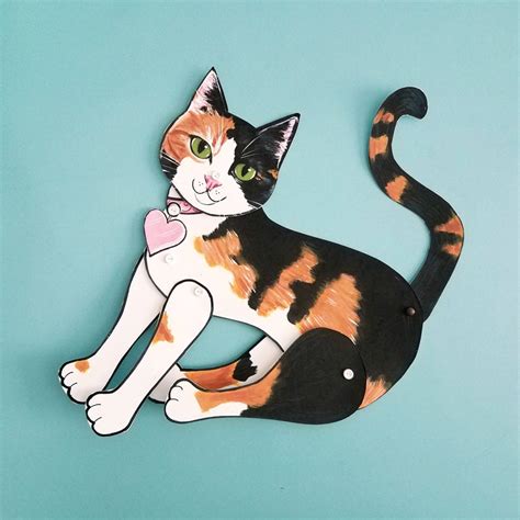 Calico Cat Printable Articulated Paper Doll Pattern Instant Etsy