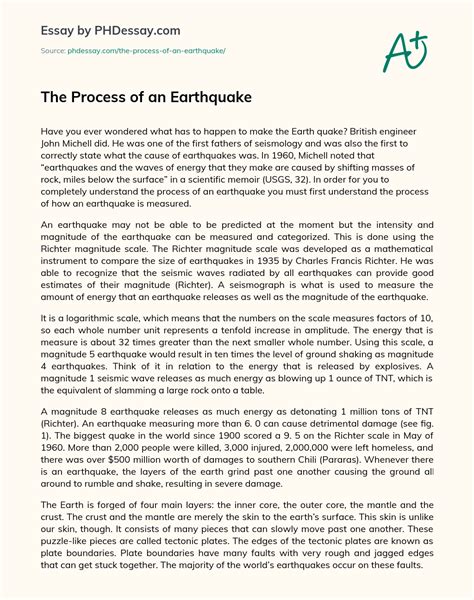The Process Of An Earthquake Essay Example Phdessay Com