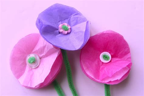 How To Make Simple Tissue Paper Flowers Easy Craft Flower Project My