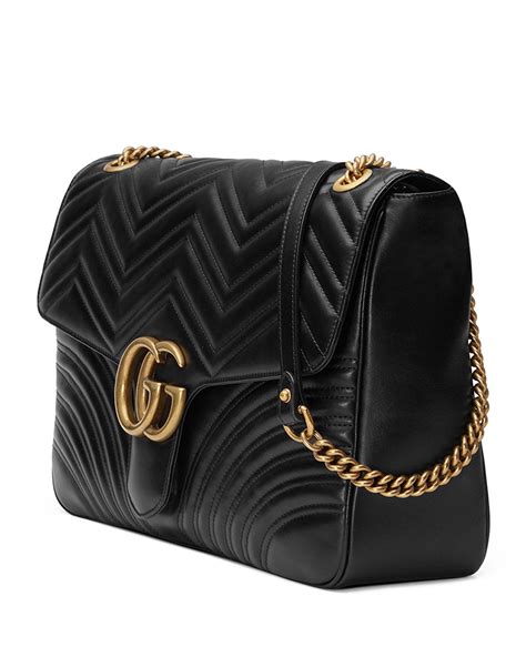 Gucci Gg Marmont Large Chevron Quilted Leather Shoulder Bag In Black Lyst
