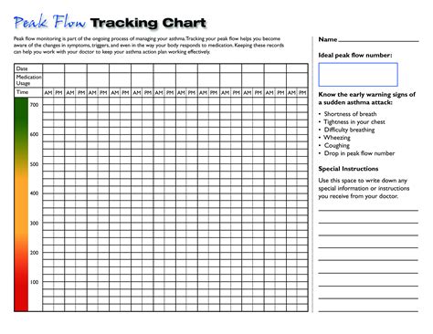 Libreng Blank Peak Flow Chart Printable
