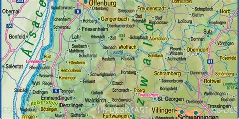 Map Of Black Forest Region In Germany Baden Wuerttemberg With Cities