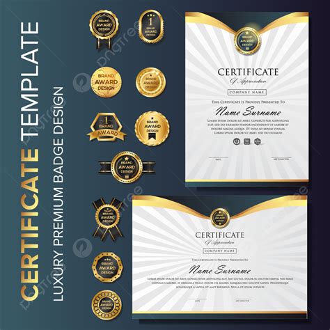 Luxury Gold Certificate Background With Badge Template Download On Pngtree