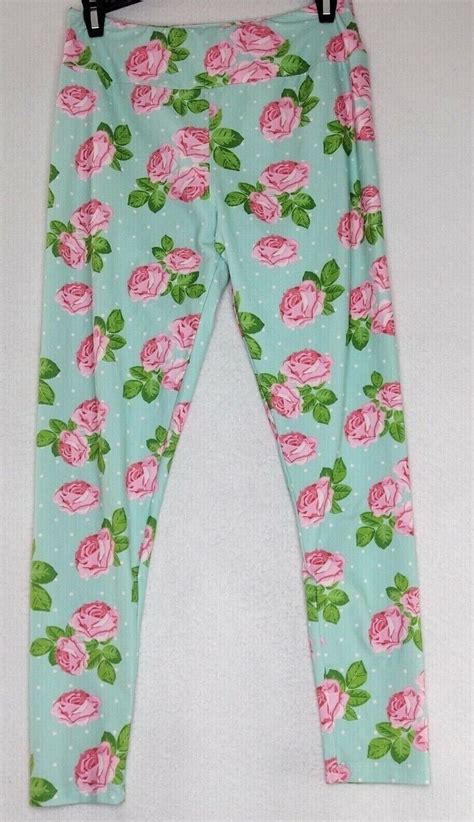 Charlies Project Adult Womens One Size 4 14 Blue Floral Low Rise Leggings Ebay