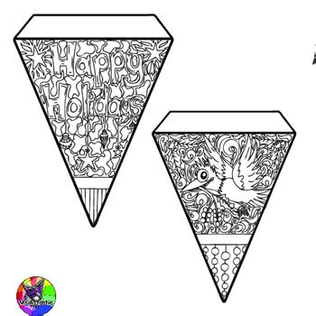 This is to cut out the banner shape on the coloring pages; Christmas Coloring Pages Pennant Banner by Ms Artastic | TpT