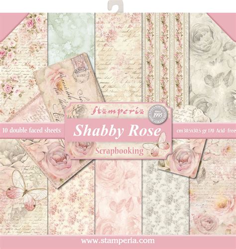 Stamperia Double Sided Paper Pad 12 X12 10 Pkg Shabby Rose 10 Designs