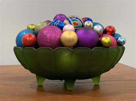 Yellow pvc film inner body allows for a colorful illumination Vintage Frosted Green Footed Oval Bowl Floral Arrangement ...
