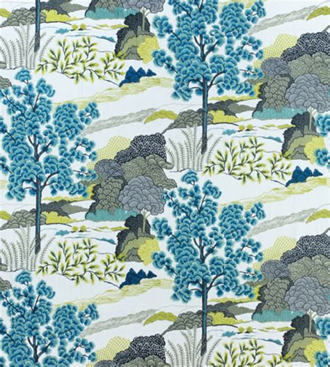 Daintree Embroidery Bluemoon Fabric Greenwood Thibaut