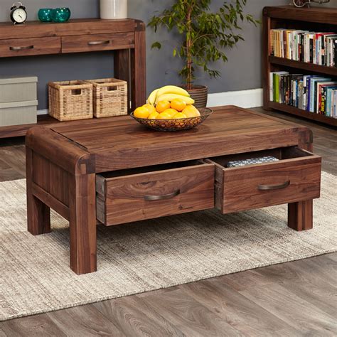 Coffee tables function as a focal point in any living space. Solid Walnut Coffee Table with Storage - Shiro | STORE