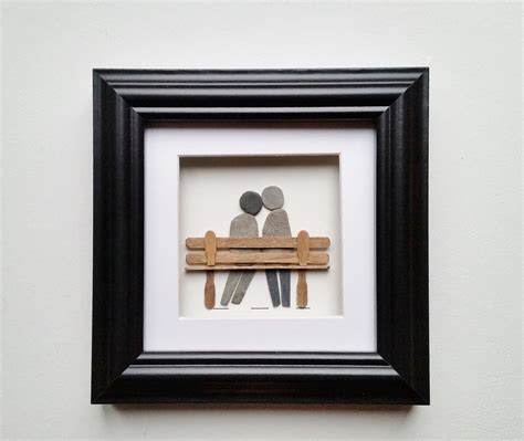 Pebble Art Couple On Bench Pebble Art Unique Gifts For Couples
