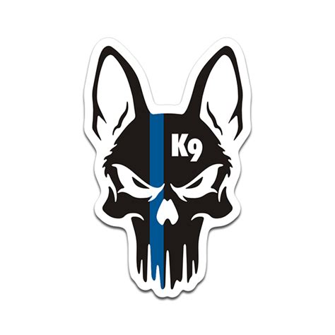 K9 Thin Blue Line Punisher Skull Sticker Decal Police Dog V2 Rotten