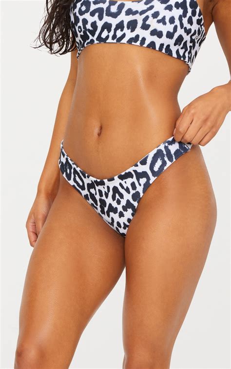 White Cheetah Print Bikini Bottom Prettylittlething
