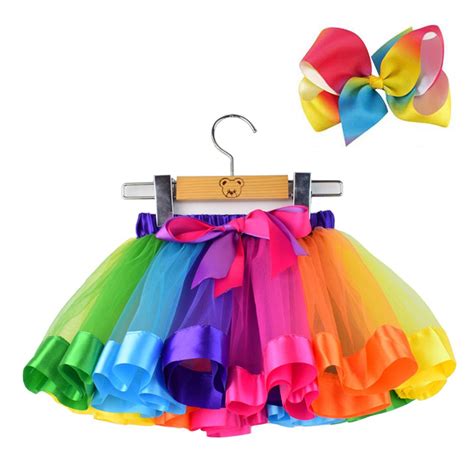 Up Dress Girls Little For Skirt Tutu Rainbow Tulle Ballet Layered Bgfks