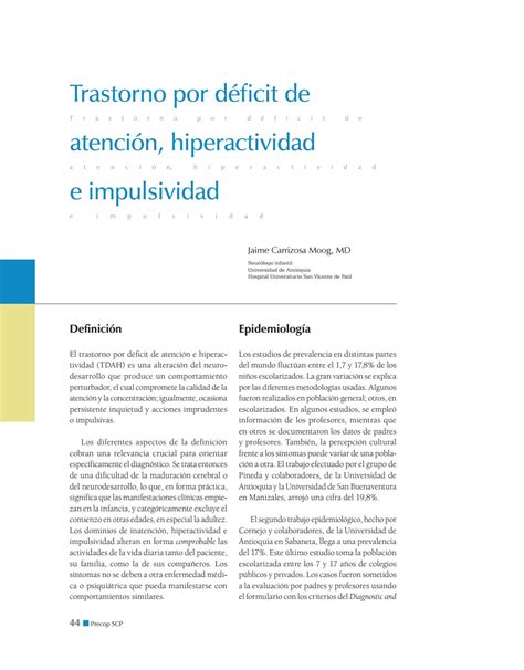 Trastorno por déficit de atención hiperactividad e impulsividad by Sociedad Colombiana de