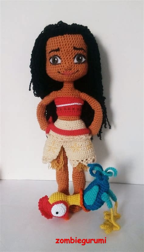 Moana Y Hei Hei Amigurumi Patrón A La Venta Crochet Wool Crochet Doll Pattern Crocheted Item