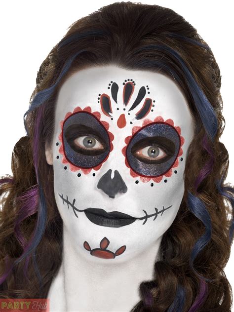 Day Of The Dead Makeup Tattoo Kit Halloween Sugar Skull Fancy Dress Ladies Face Ebay Dead