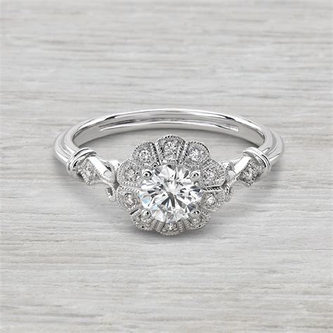 Dahlia Vintage Inspired Flower Design Engagement Ring You Will Love