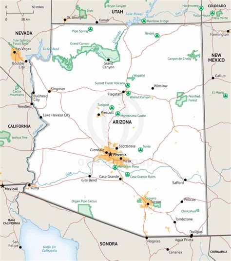Stock Vector Map Of Arizona One Stop Map