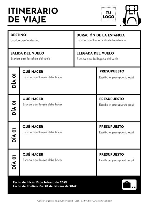 Plantilla Itinerario De Viaje Otoley