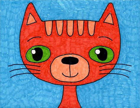 Easy How To Draw A Cartoon Cat Face Tutorial · Art Projects For Kids