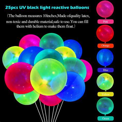 Glow Party Balloons 10 Inch Uv Neon Fluorescent Blacklight Party
