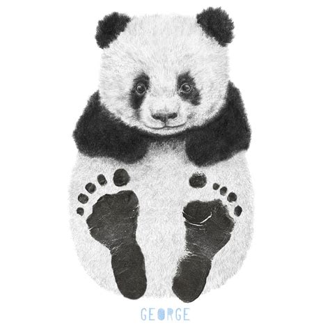 Personalised Baby Panda Footprint Kit By Lucy Coggle