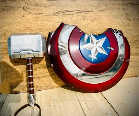 Captain America Broken Shield And Thor Hammer Thor Viking Heroes For