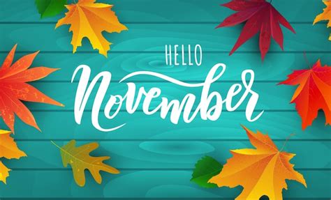 Premium Vector November Text Hand Lettering Typography With Bright