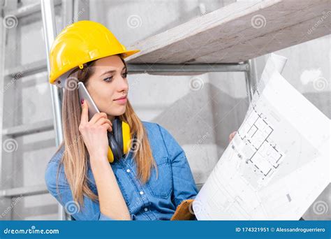 Young Female Engineer Or Architect Stock Image Image Of Copy
