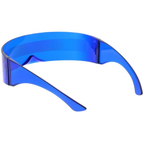 Futuristic Retro Mirror Wrap Around Shield Sunglasses Zerouv