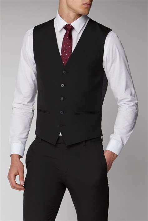 Limehaus Black Slim Fit Suit Waistcoat Uk