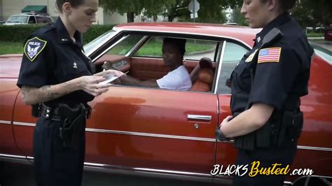 Black Has Interracial Threesome With Busty Cops In Uniform On Parking