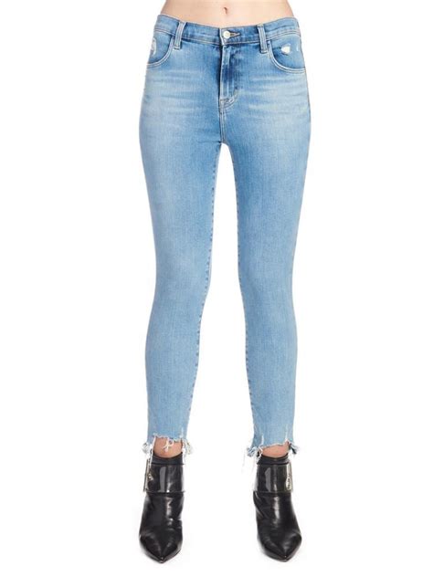 J Brand Denim Distressed Hem Skinny Jeans In Blue Lyst