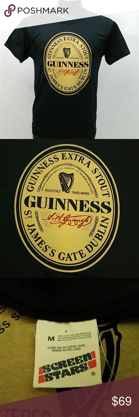 Vtg Guinness Extra Stout Ireland Beer Logo T Shirt Deadstock Vintage