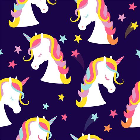 Seamless pattern with unicorn heads and stars. - Download Free Vectors ...