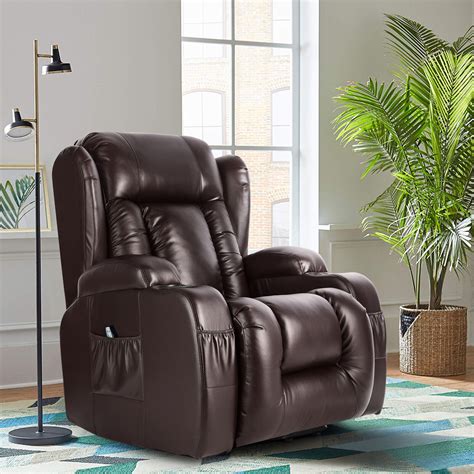 Oversize Leather Massage Recliner Chair Heated Rocking Vibrated 360