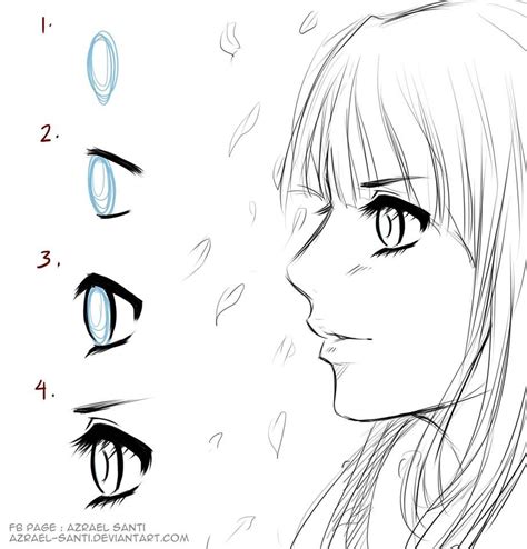 For an upset look more so than the previous example draw the eyebrows raised towards the nose with the eyes squinted. Anime eyes in side view byAzrael Santi | Anime eyes, Anime ...