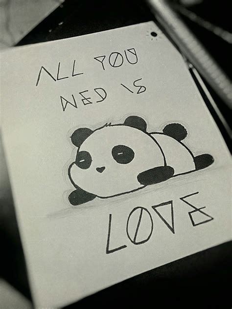 Panda All You Need Is Love Quote Cute Drawing Draw Cute Drawings Of