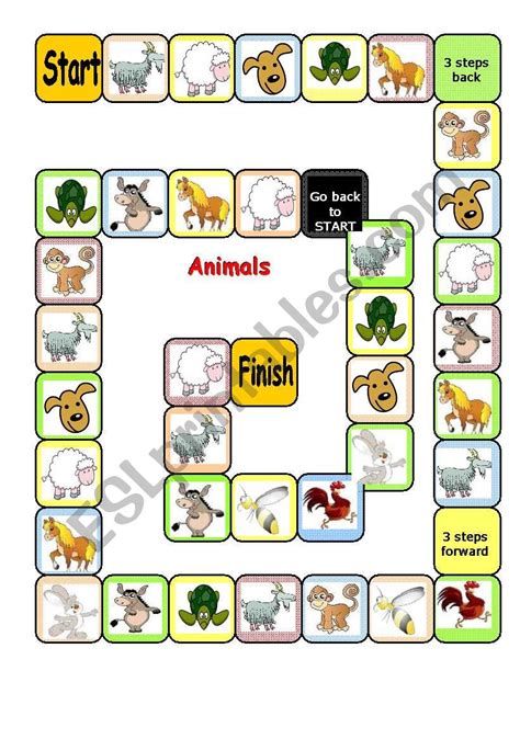 Animals Board Game Esl Worksheet By Ladan22