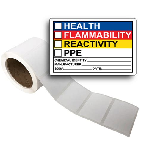 Roll Of Hazmat Labels Health Flammability Reactivity Mil Poly