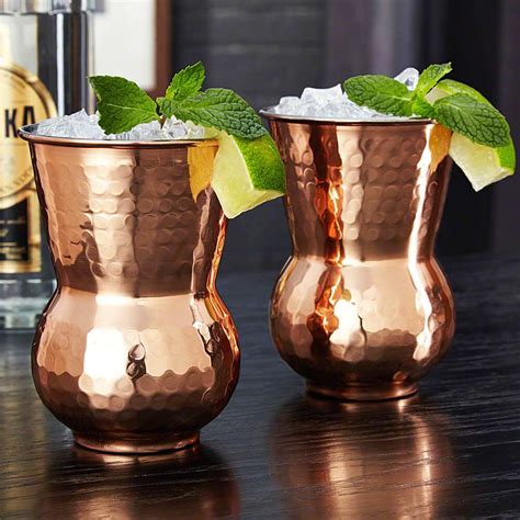 Goldtideas Copper Hammered Tumbler Glass For Kitchen Glass For Drinking And Serving Water