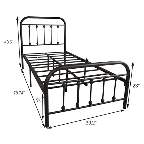 Twin Size Metal Platform Bed Frame With Headboard Black