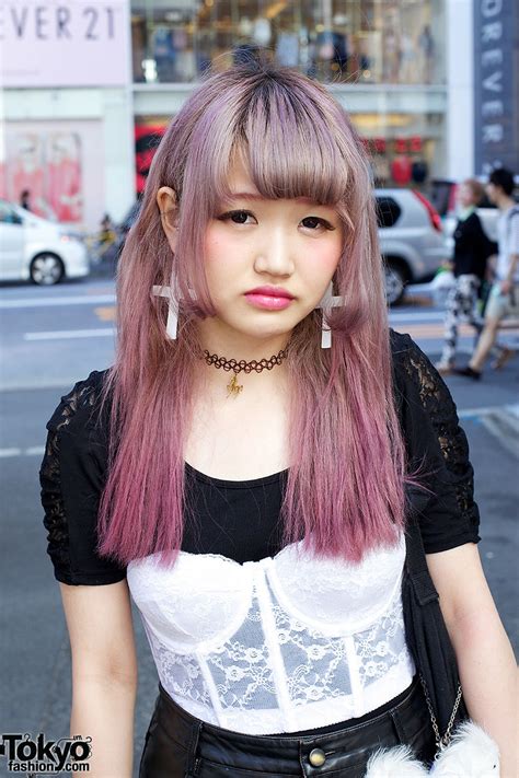In fact, people of asian ancestry, such as the chinese children shown here, can have naturally blue, green or hazel eyes, due to a gene mutation or via parents with european ancestry on both sides who carry the gene for the particular color. Lavender-Pink Hair, Bustier Top, Leather Skirt & Platforms ...