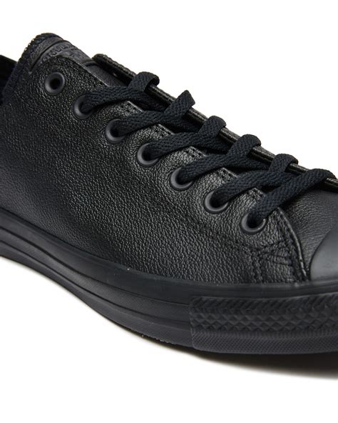 Converse Mens Chuck Taylor All Star Lo Leather Shoe Black Monochrome