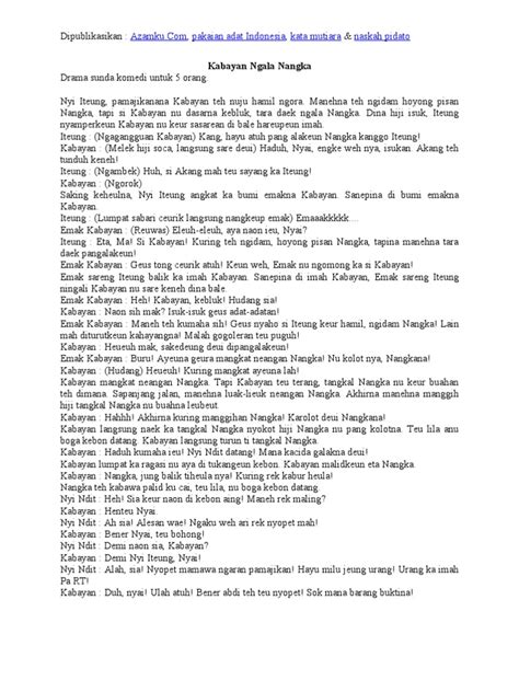 Contoh Naskah Drama Bahasa Sunda 3 Orang - Temukan Contoh