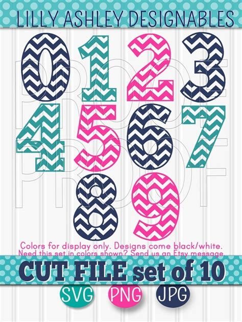 Chevron Numbers Cut File Setincludes 0 Through 9 Svg Png And Etsy