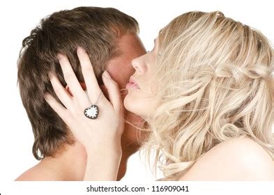 Kissing Man Woman Lovers Closeup Portraits Stock Photo Shutterstock