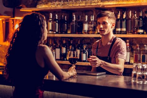 Bartender Talking To Visitor Stock Image Image Of Liquor Barkeeper 56191509
